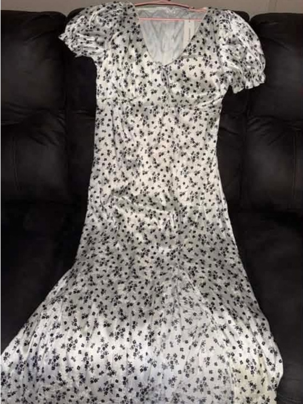 Francesca's Collections White and Black Floral Maxi Dress